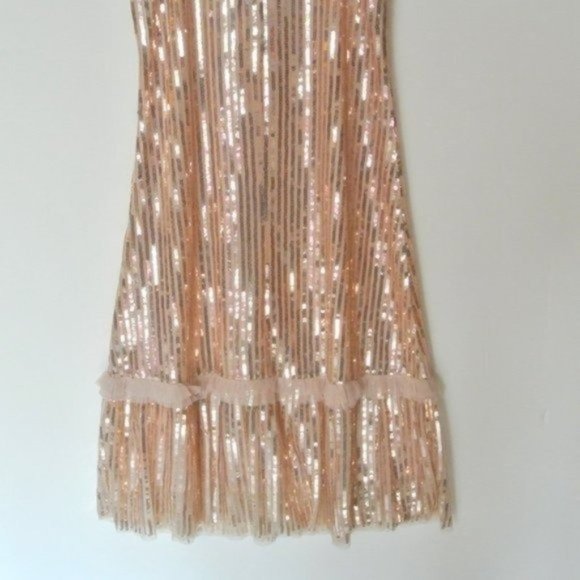 SEE THE SHADES Ruffle Trim Sequined Midi Dress S - Picture 11 of 11